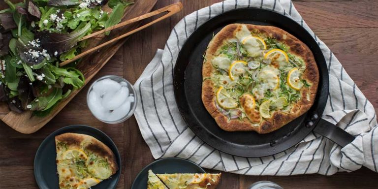 Meyer Lemon Pizza with Brussels Sprouts