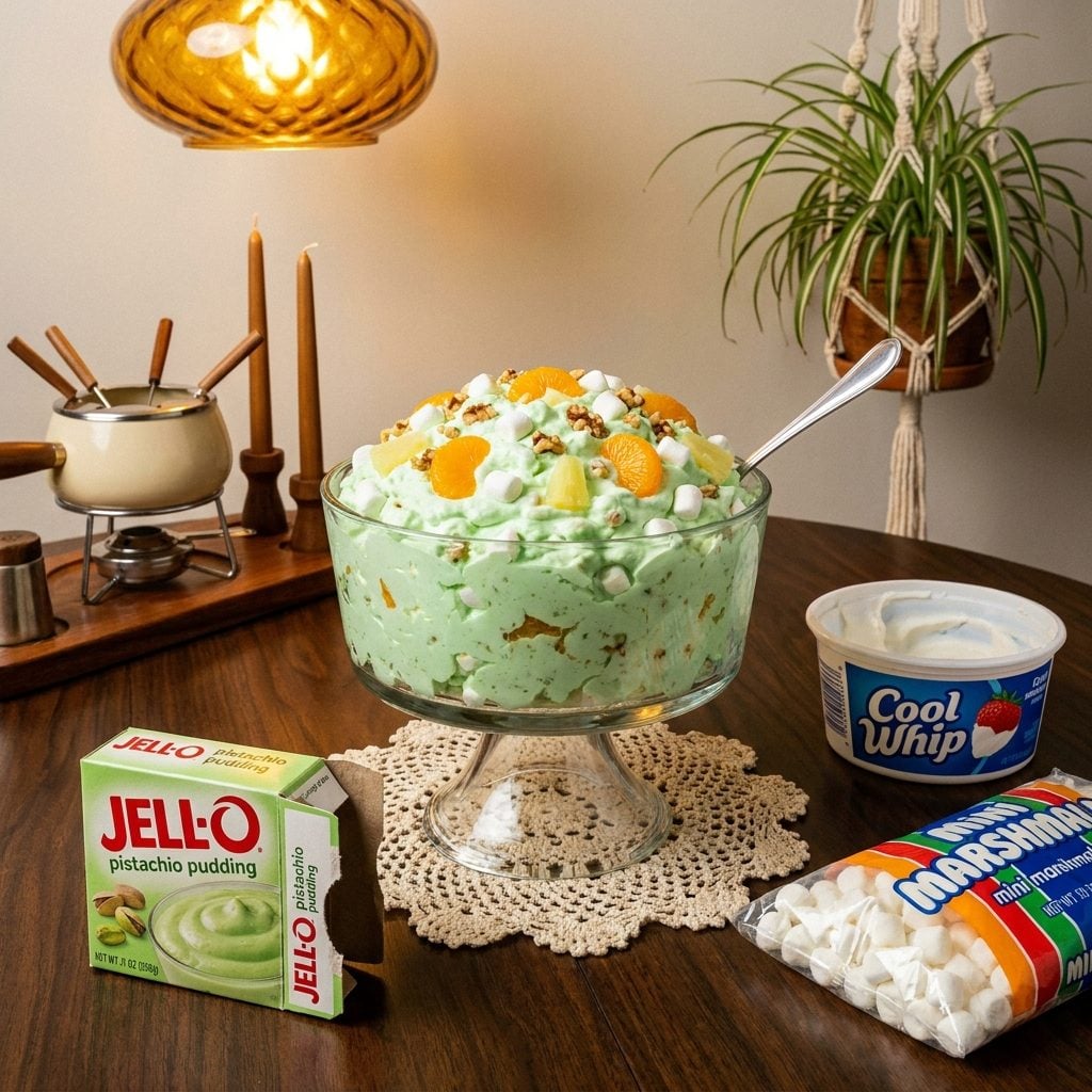 Watergate Salad: Pistachio Pudding, Cool Whip, Marshmallows, and Audacity