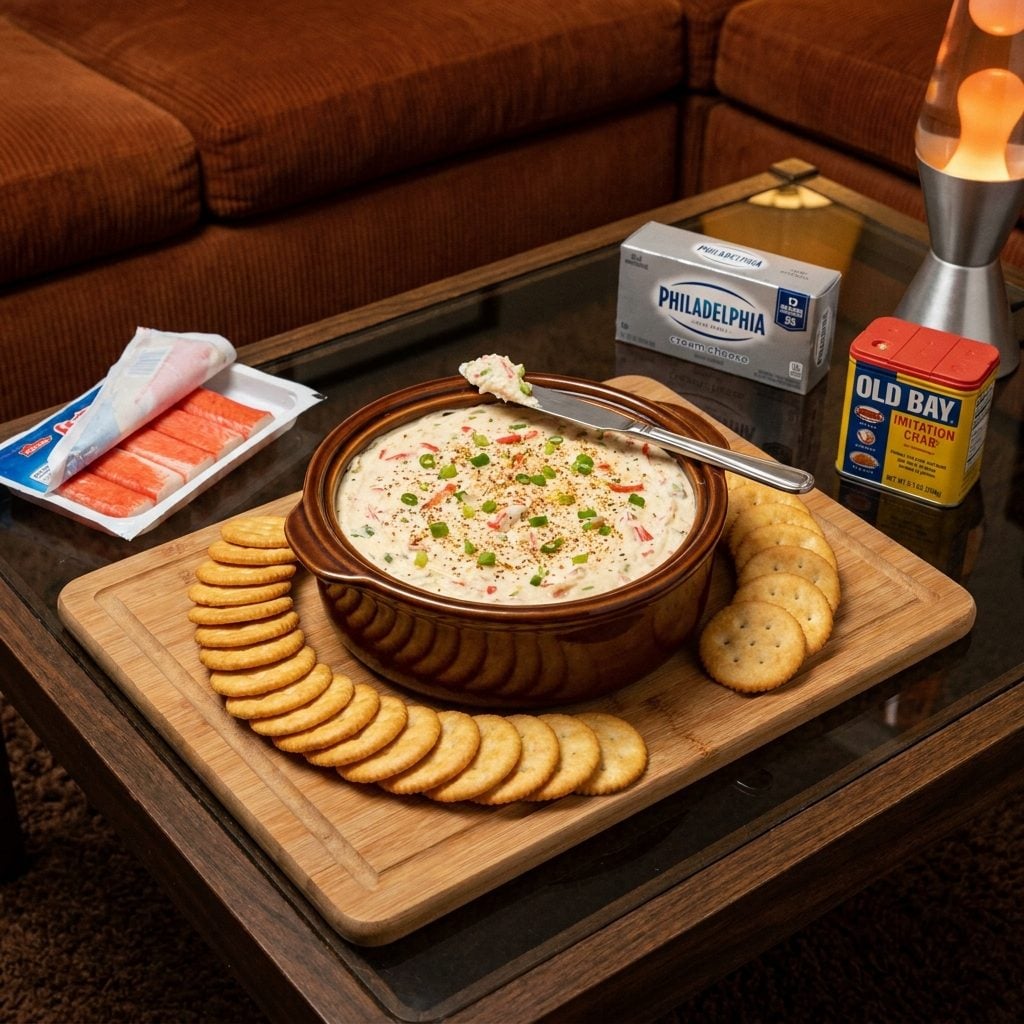 Mock Crab Dip Made from Cream Cheese and Imitation Seafood That Fooled Nobody