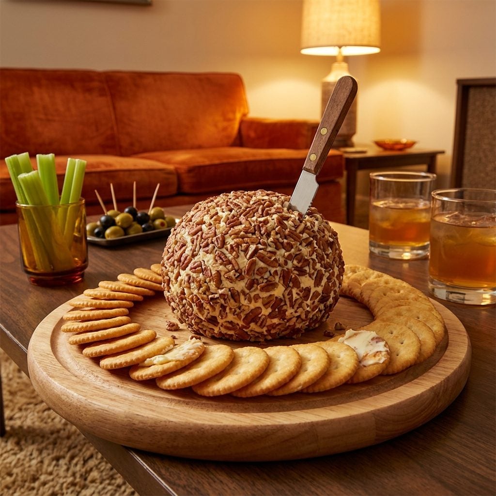 Cheese Balls Rolled in Chopped Nuts and Surrounded by Ritz Crackers
