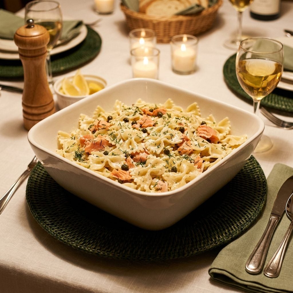 Bow-Tie Pasta with Smoked Salmon and a Drizzle of Something Called 'Cream Sauce'