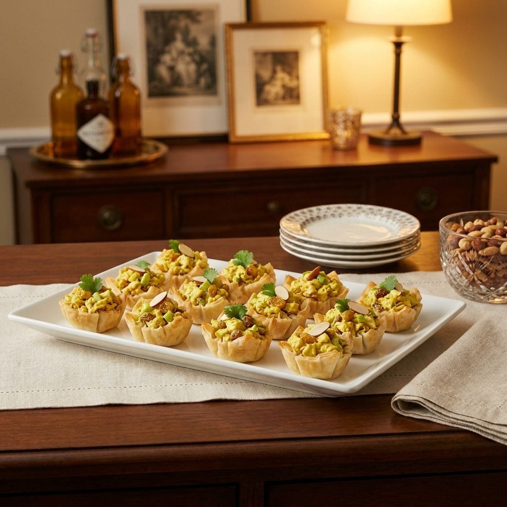 Curried Chicken Salad Stuffed into Phyllo Cups Like a Tiny Beige Surprise