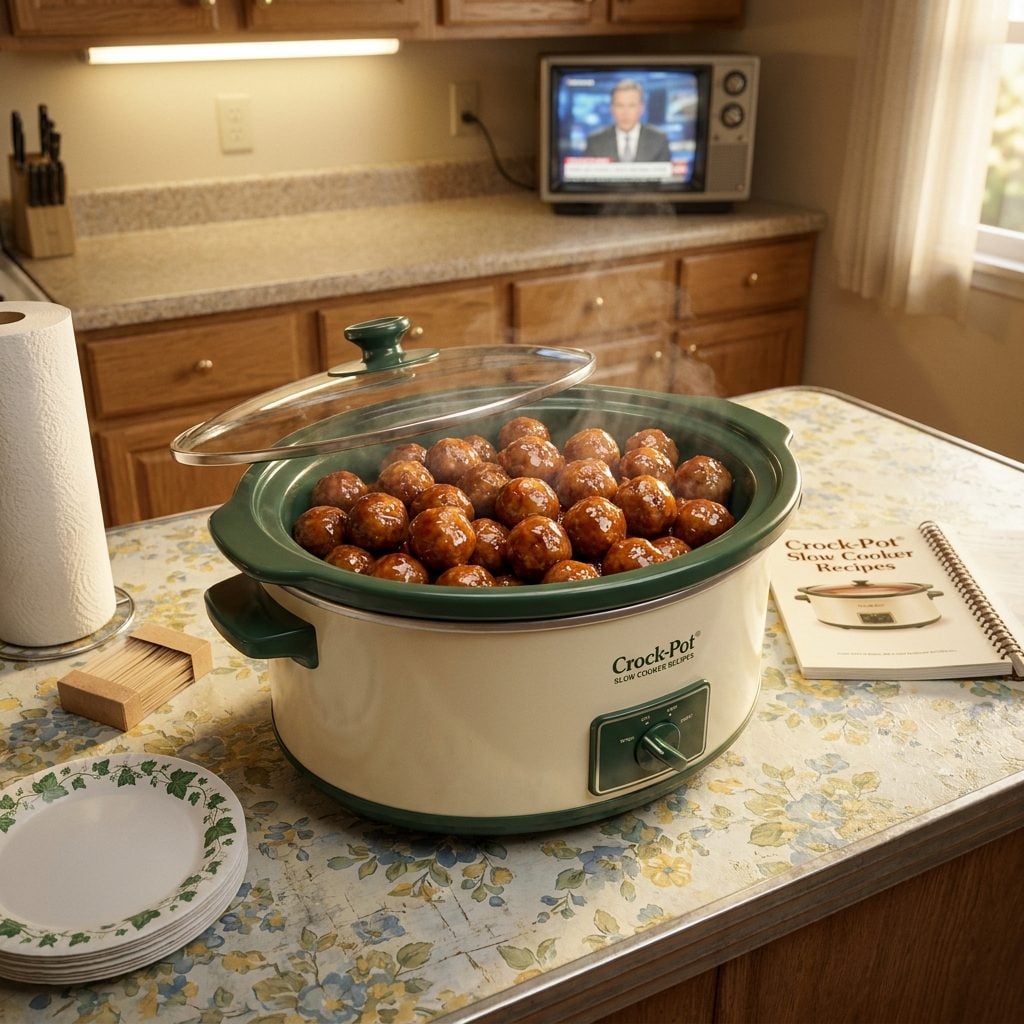 Teriyaki Meatballs in the Slow Cooker, Glistening Like Little Brown Planets