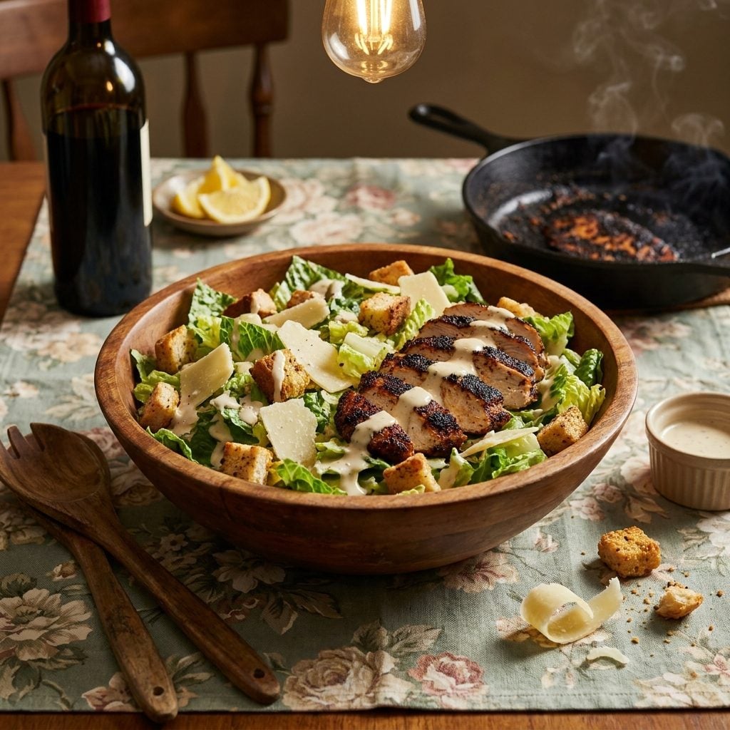 Blackened Chicken Caesar Salad, or How Paul Prudhomme Ruined Every Smoke Alarm in America