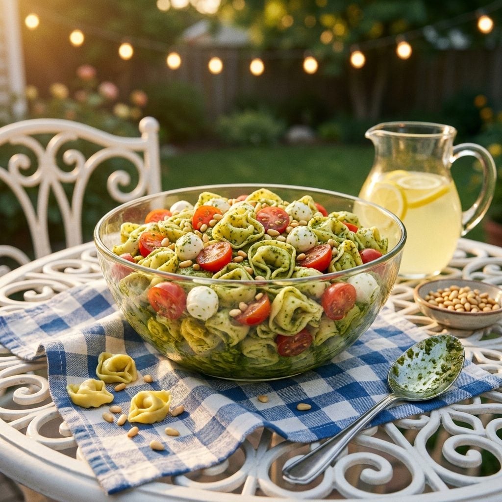 Pesto Tortellini Salad Served Cold in a Bowl Nobody Was Sure Was Clean