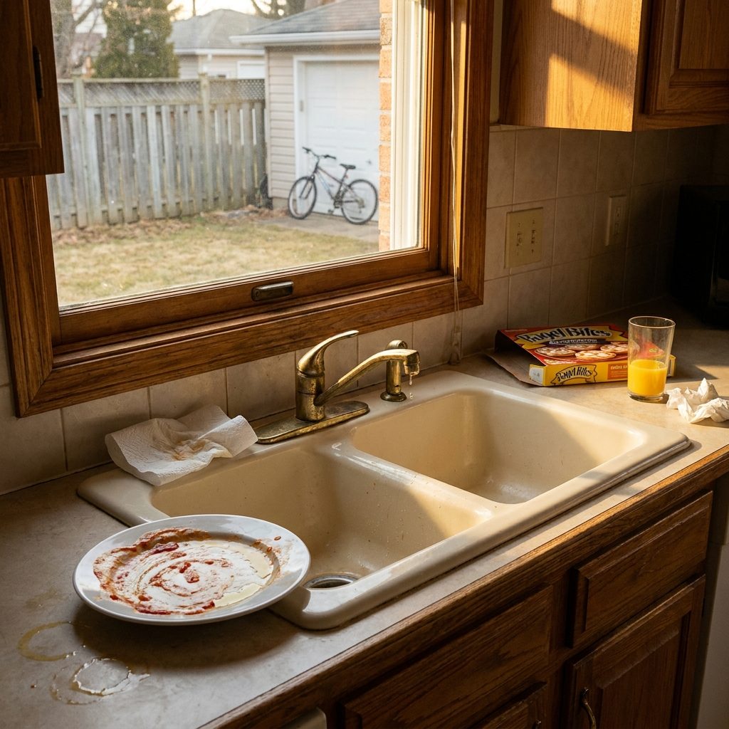 Eating Bagel Bites Directly Out of the Microwave While Standing Over the Kitchen Sink