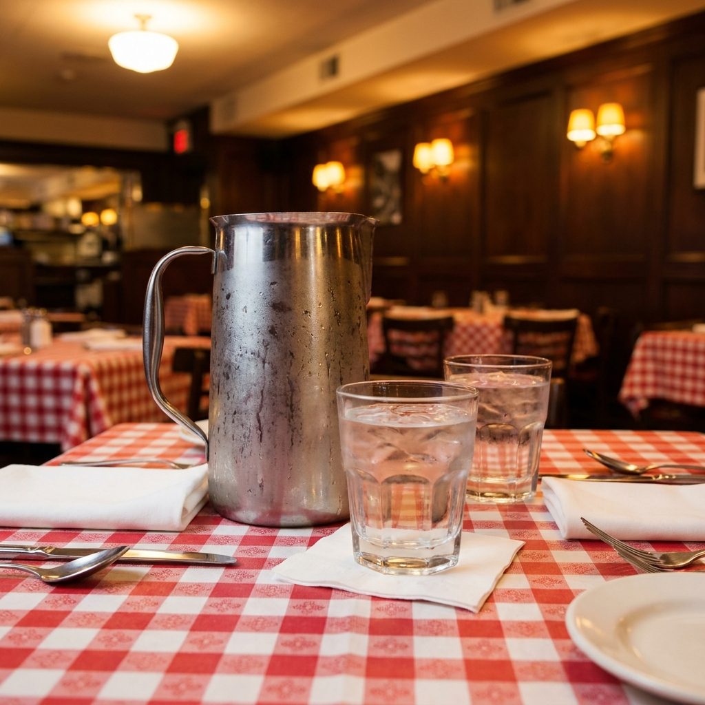 The Ice Water Poured From a Sweating Metal Pitcher Without Being Asked