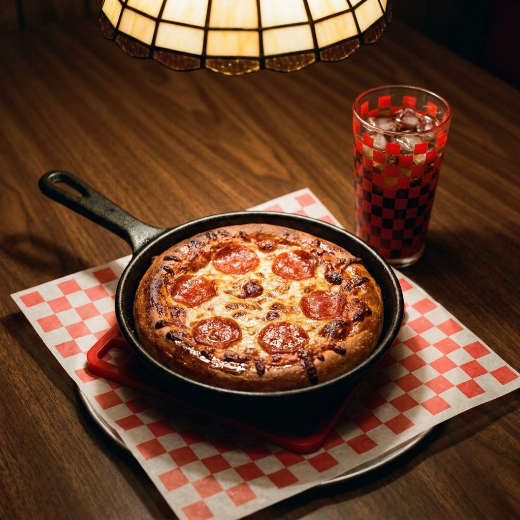 The Personal Pan Pizza That Arrived in Its Own Little Black Pan