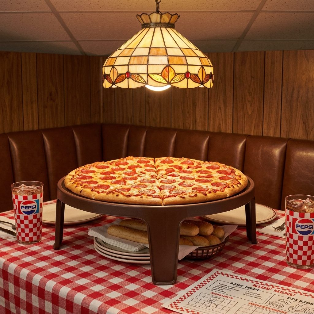 The Plastic Serving Stand the Pizza Sat On So It Didn't Block the Whole Table