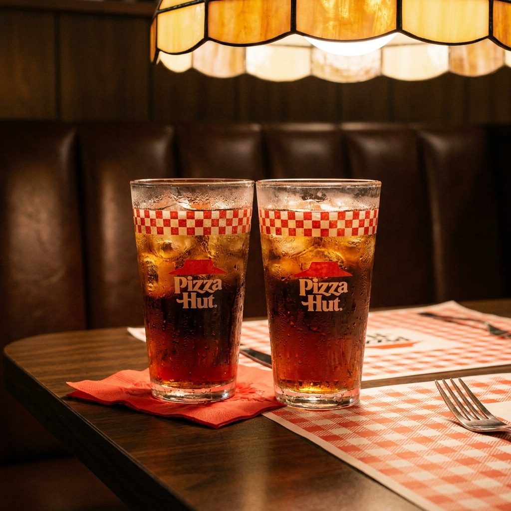 The Red-and-White Checkered Drinking Glasses Slippery With Condensation