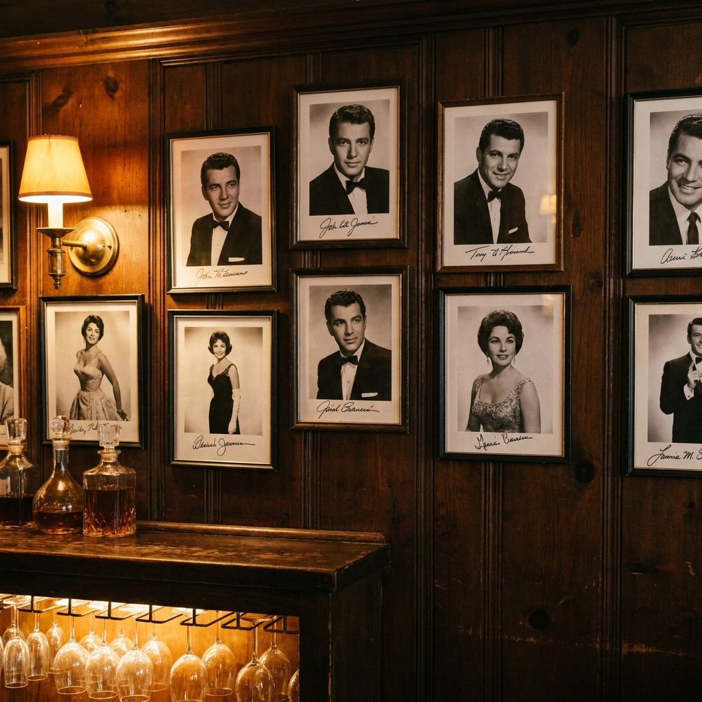 The Signed Celebrity Photo on the Wall Near the Bar