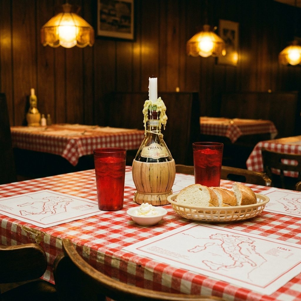 Waiting 45 Minutes at the Table With Just a Bread Basket and a Candle Stuck in a Chianti Bottle