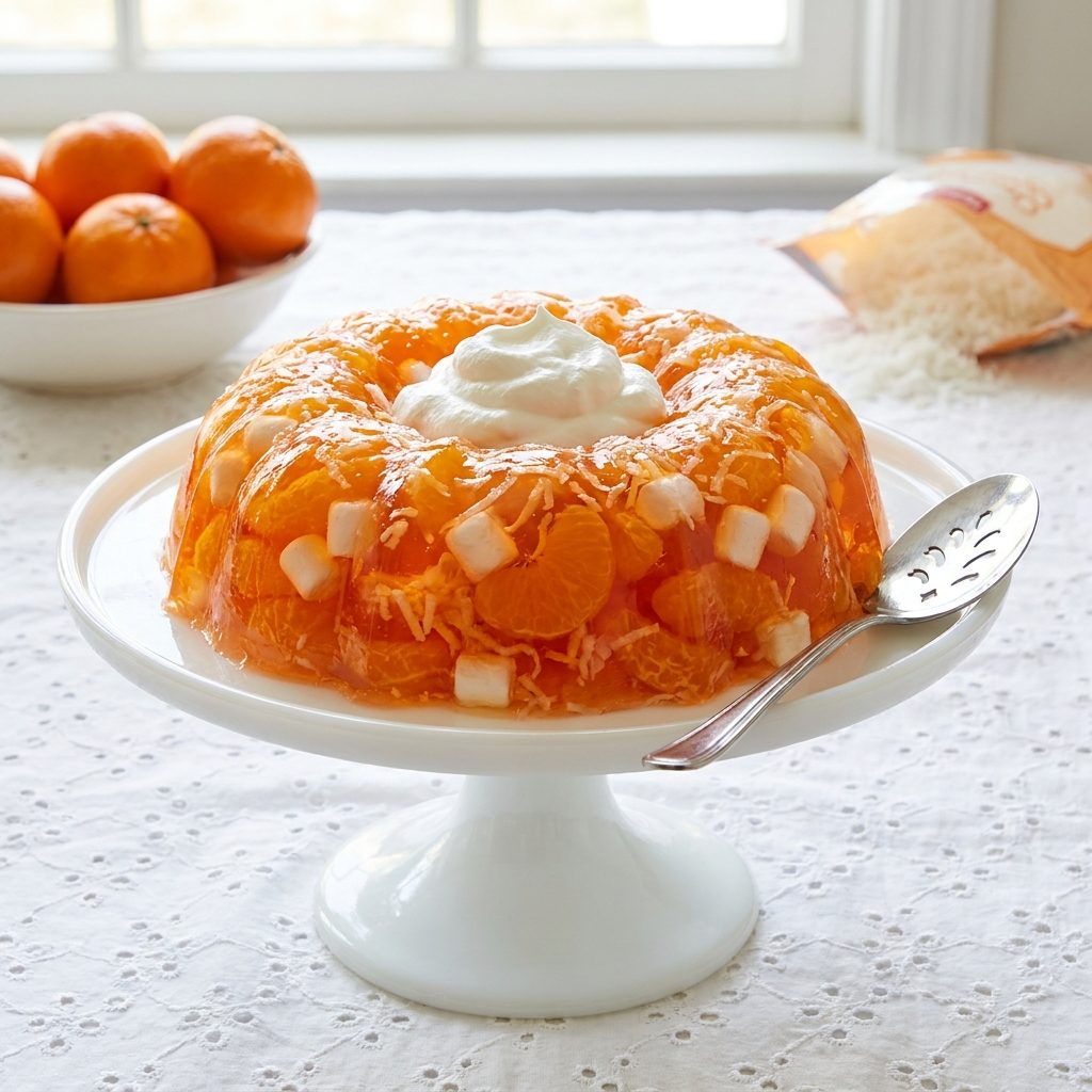 The Ambrosia Jell-O Ring Studded With Mandarin Oranges and Coconut