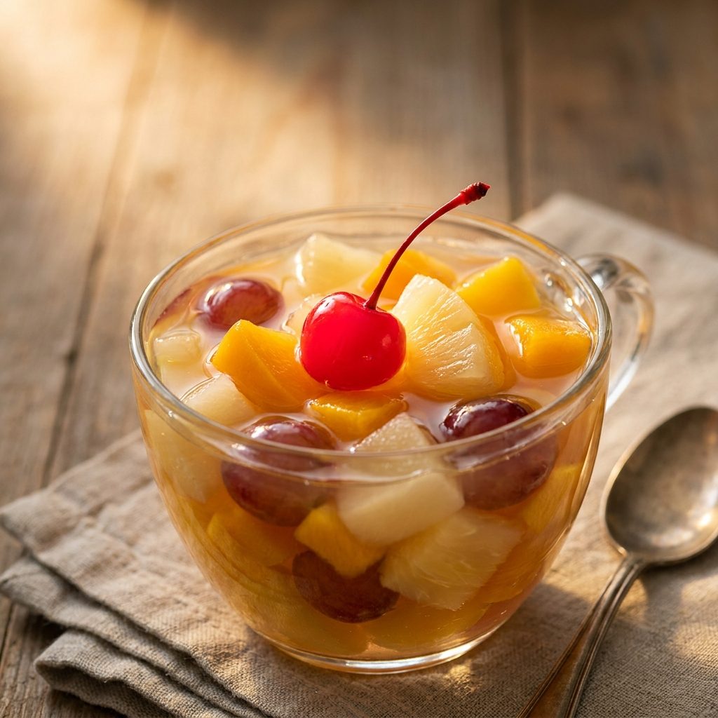 Canned Fruit Cocktail Swimming in Heavy Syrup