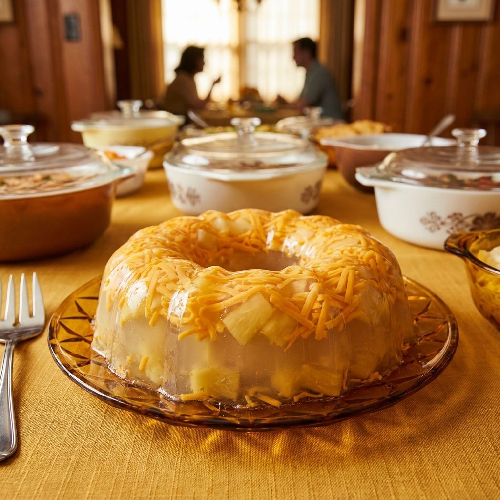 The Cheese and Pineapple Jell-O With Shredded Cheddar