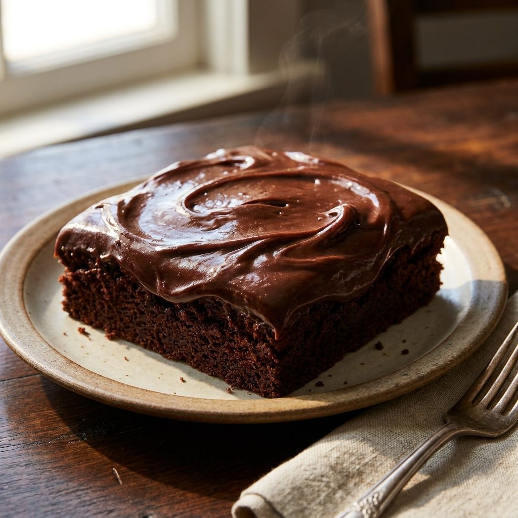 Chocolate Sheet Cake Under an Inch of Frosting