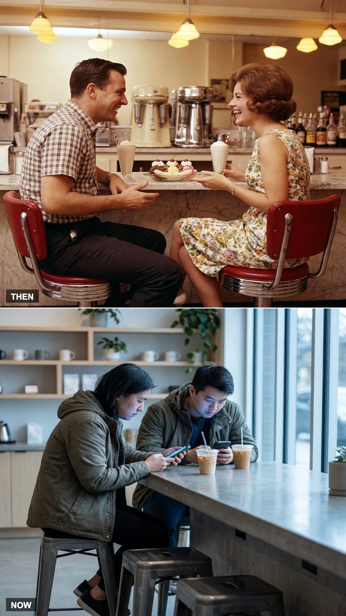 Conversation at the Counter vs. Looking at Smartphones