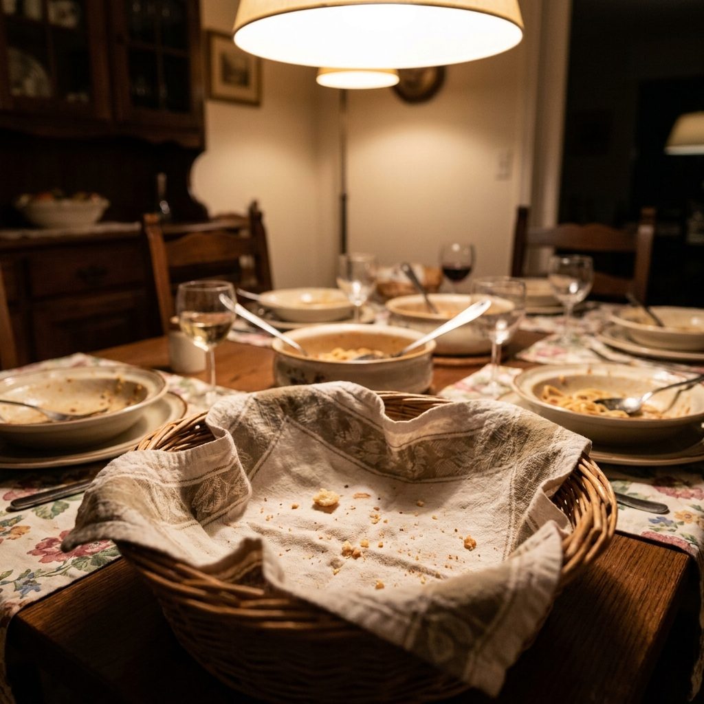 The Empty Basket at the End of the Table That Nobody Cleared Because Dinner Wasn't Technically Over