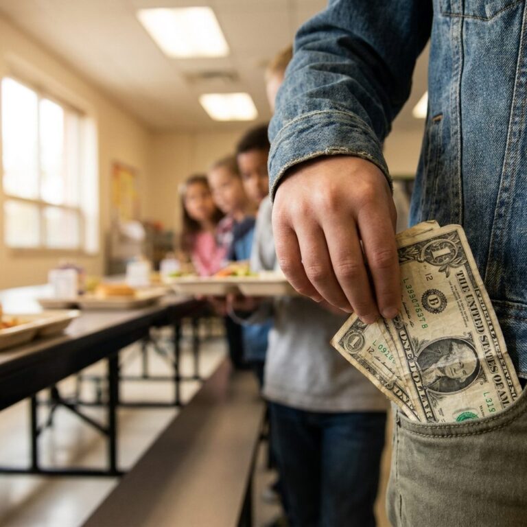 Fishing Crumpled Dollar Bills Out of Your Pocket in the Lunch Line