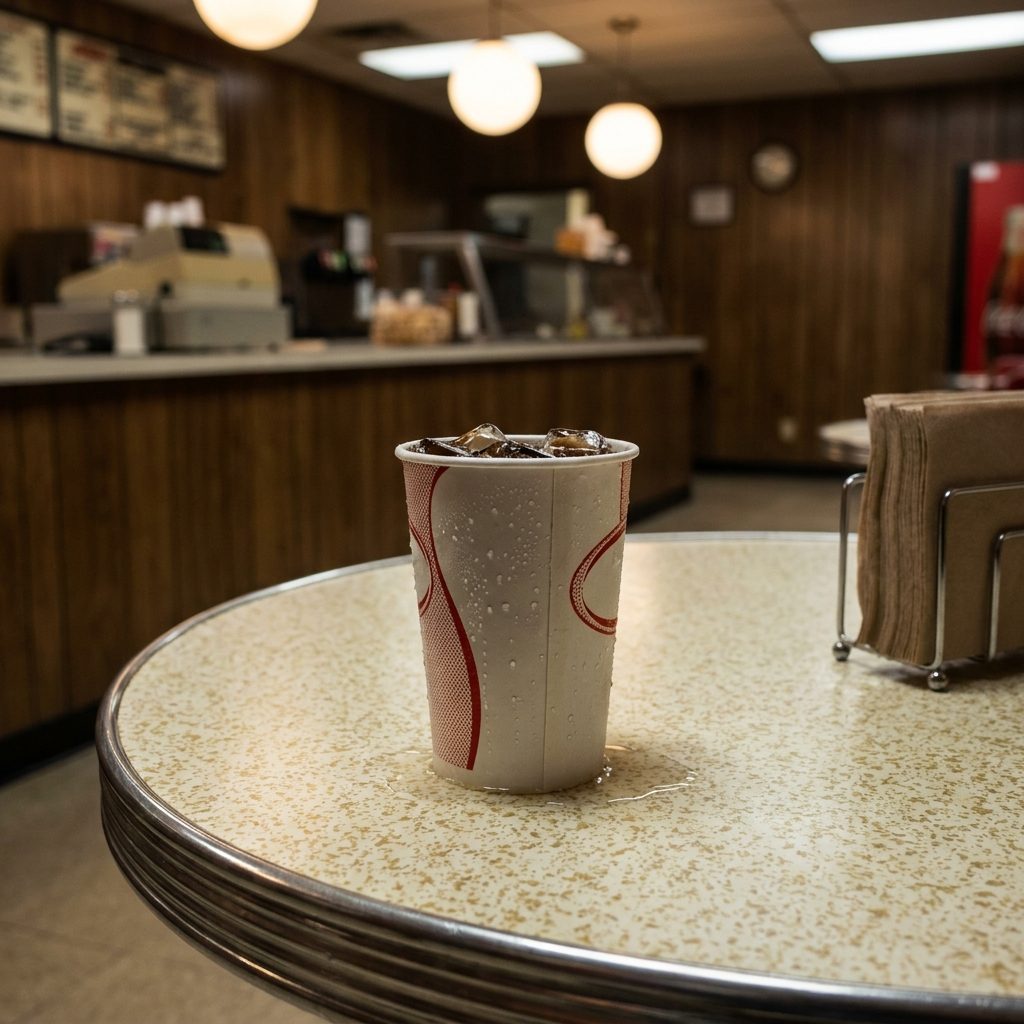 The Fountain Drink in a Wax-Coated Paper Cup With No Lid
