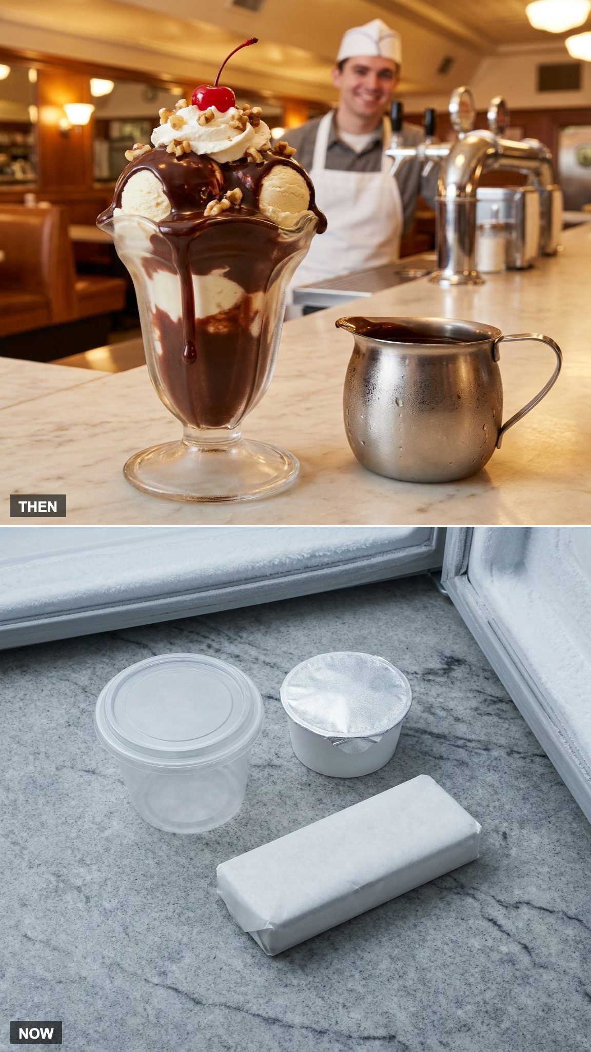 The Hot Fudge Sundae Somebody Ladled vs. the One That Peels Open
