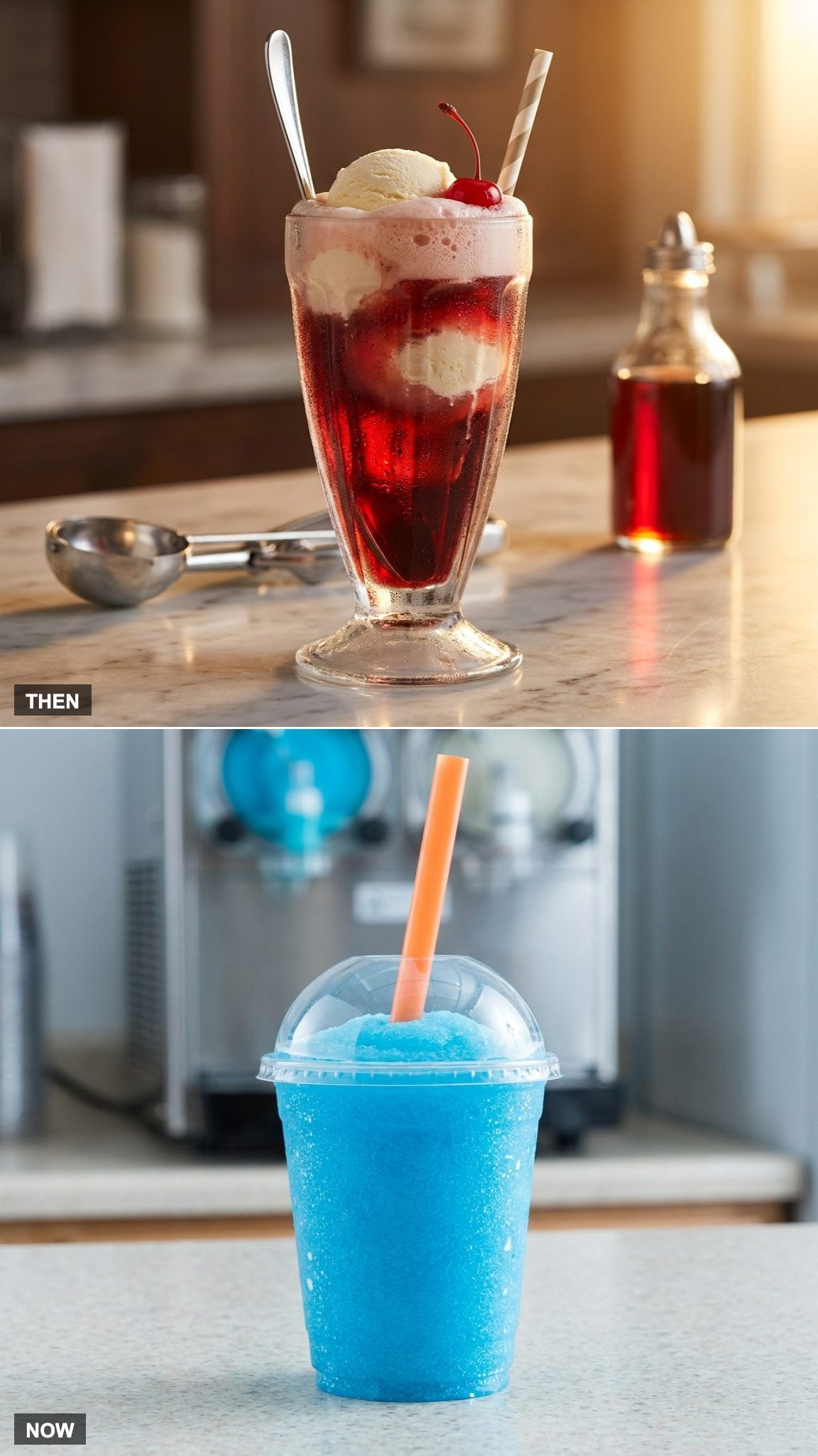 The Ice Cream Soda vs. the Frozen Dome of Slush
