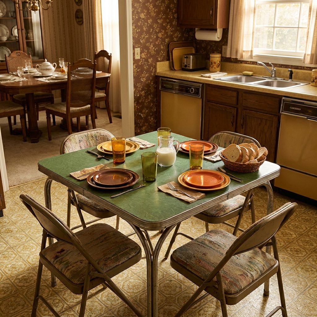The Kids' Table Set Up in the Kitchen With the Card-Table Legs That Never Locked Right