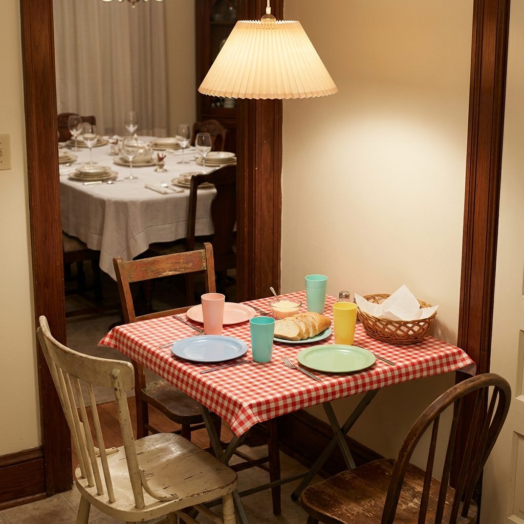 The Kids' Table Set Up in the Kitchen Doorway on the Nights the Cousins Came Over