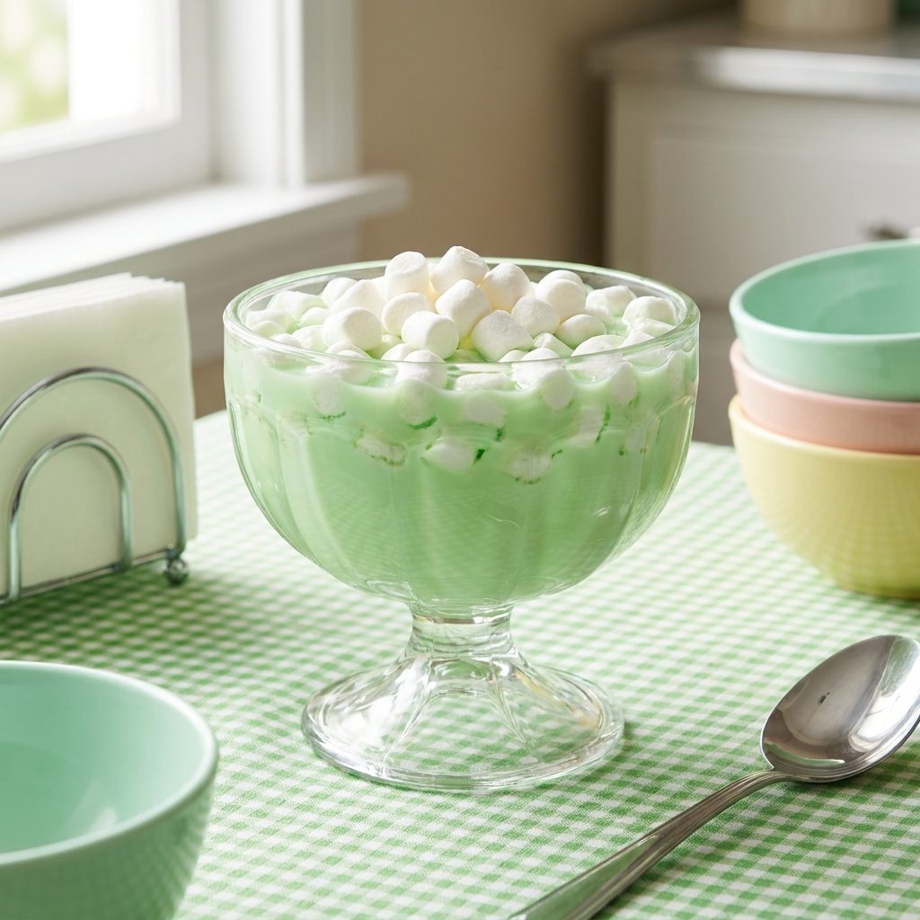 The Lemon-Lime Jell-O Studded With Miniature Marshmallows