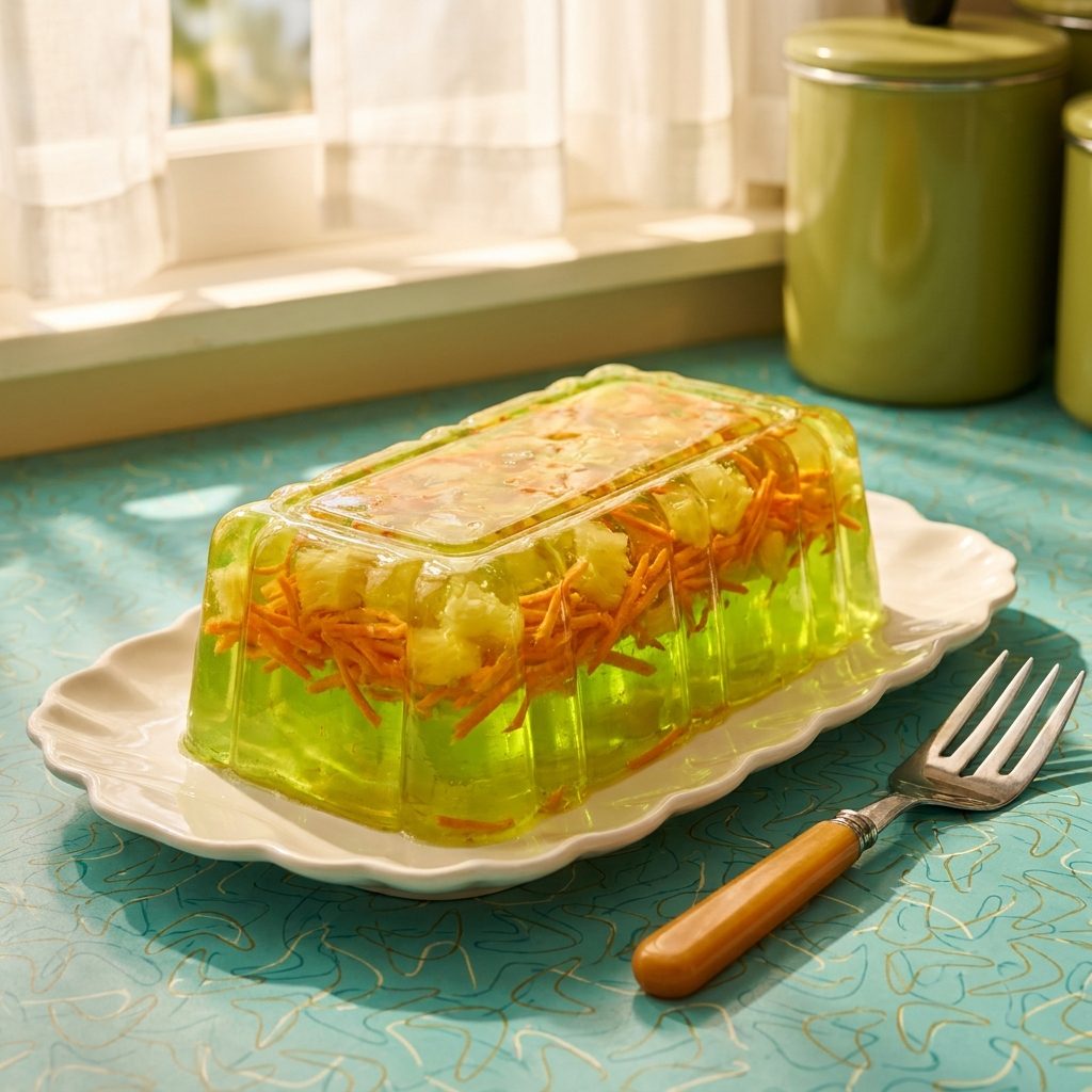 The Lime Jell-O Loaded With Shredded Carrots and Crushed Pineapple