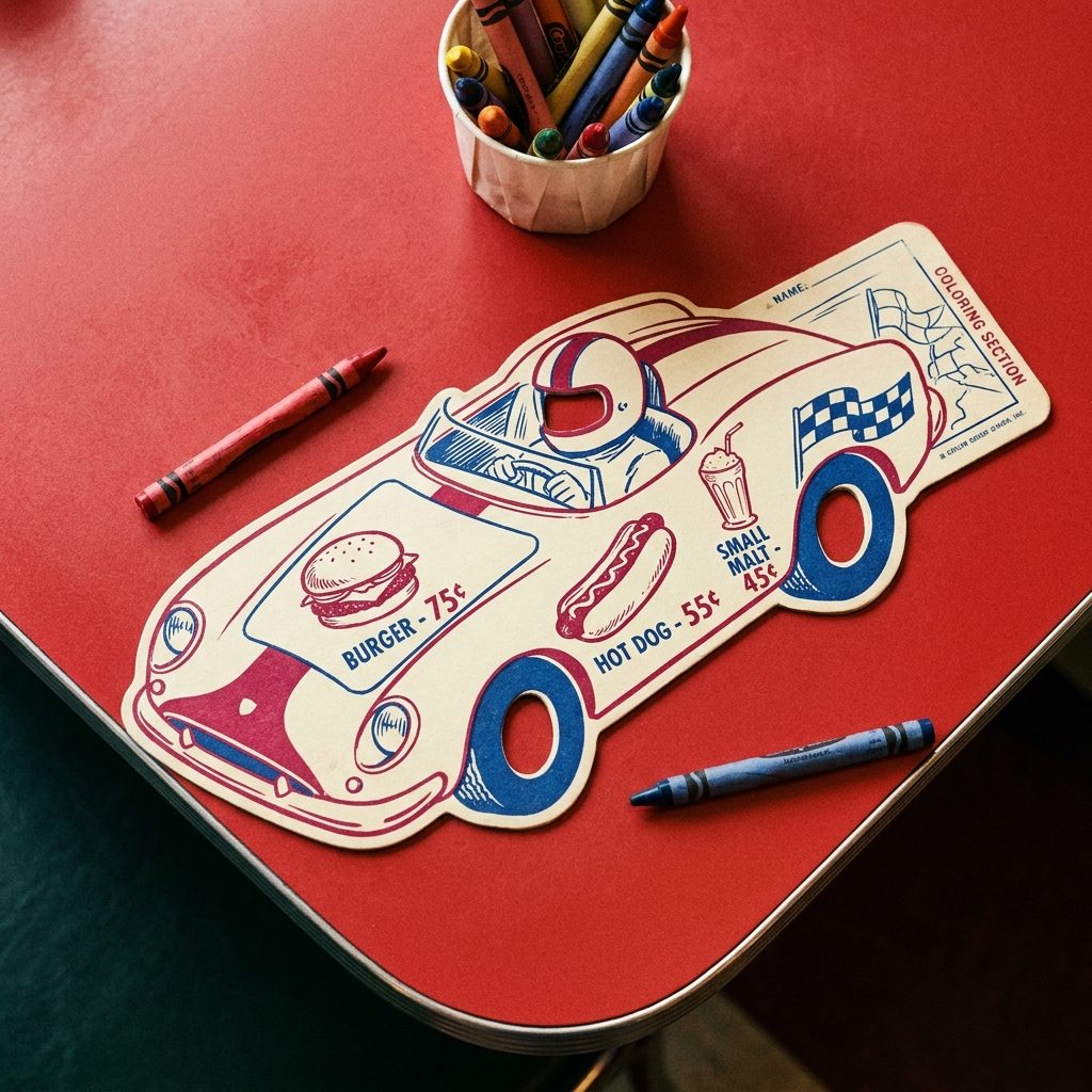 The Little Cardboard Kids Menu Shaped Like a Race Car