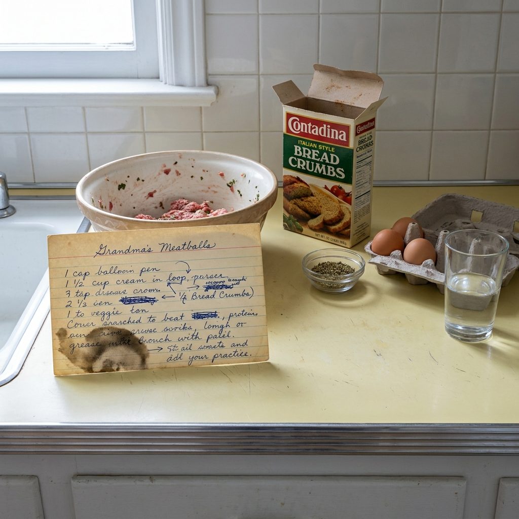 The Meatball Recipe Written on a Torn Index Card in Your Grandmother's Handwriting