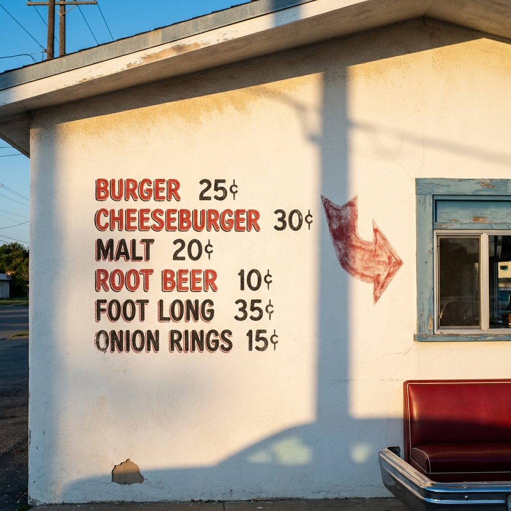 The Menu Painted Right on the Side of the Building