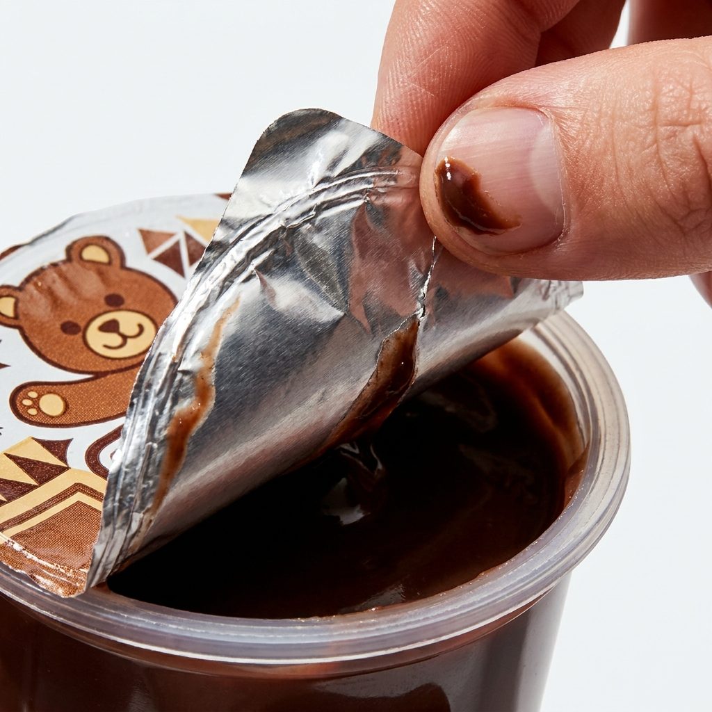 Peeling the Foil Lid Off a Snack Pack Pudding Without Getting It On Your Fingers