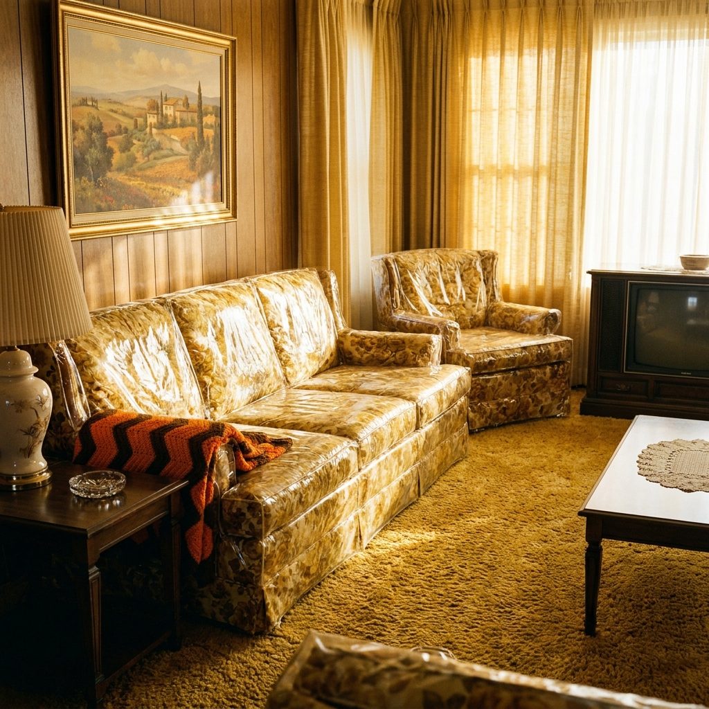 The Plastic-Covered Couch in the Living Room You Weren't Allowed to Sit On