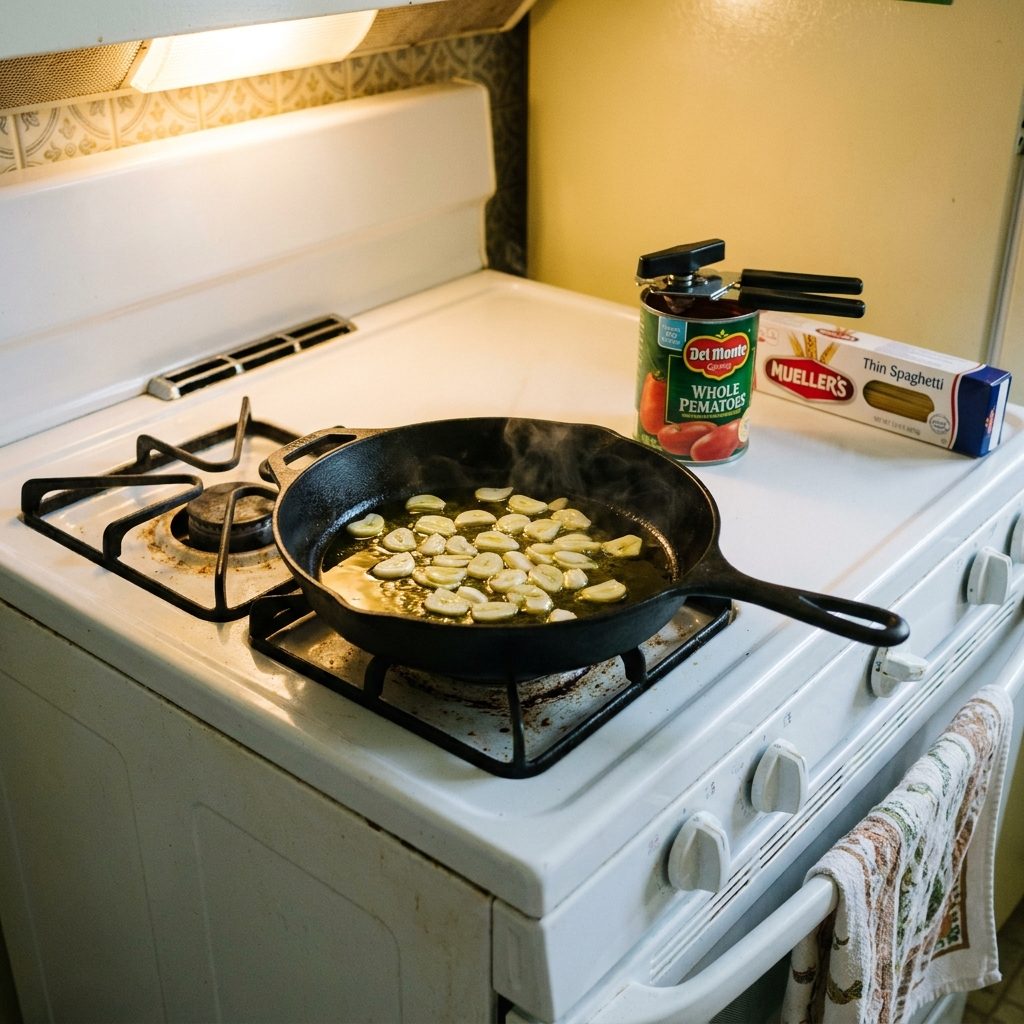 The Smell of Garlic Browning in a Pan Before Anything Else Happened