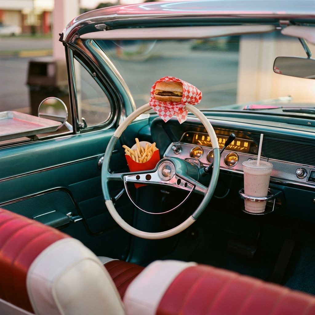 The Steering Wheel Doubling as a Dinner Table