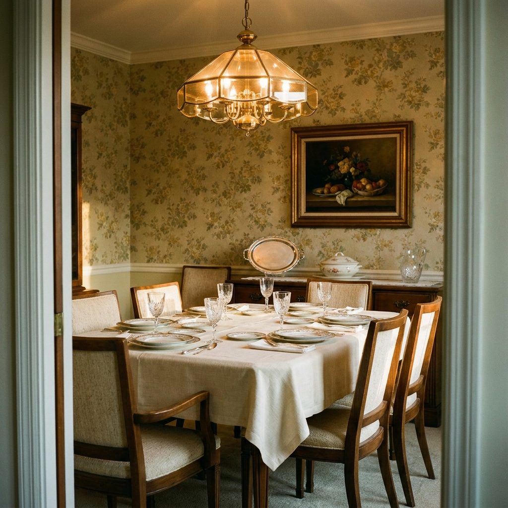 Setting the Table Before Carrying Food From the Kitchen