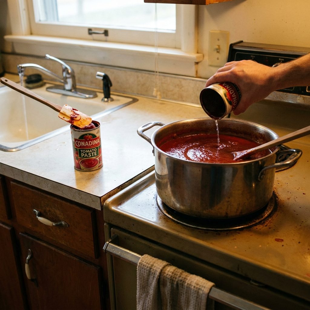 The Tomato Paste Can That Got Rinsed Out Into the Sauce
