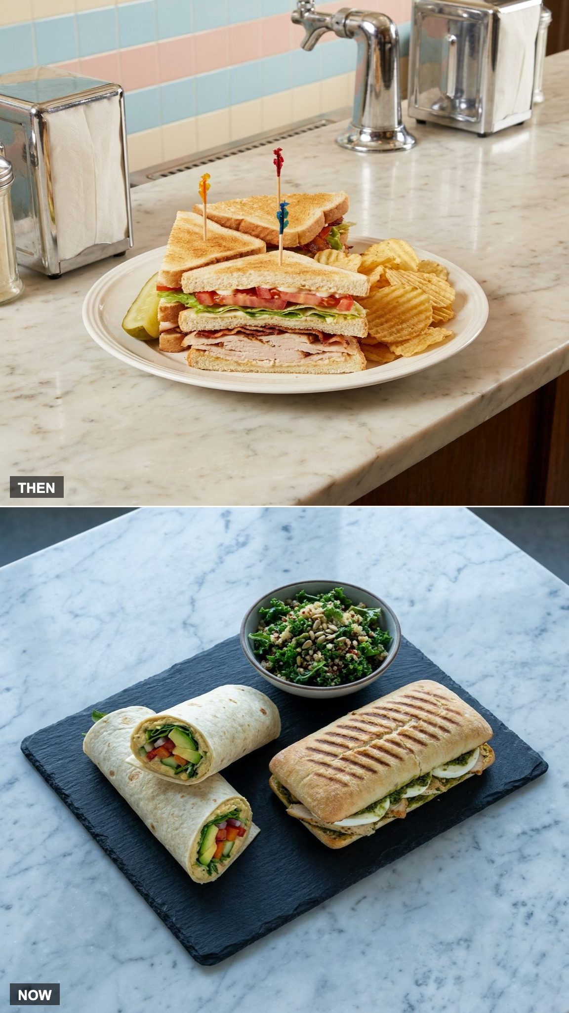 The Triple-Decker Club vs. the Rolled-Up Wrap
