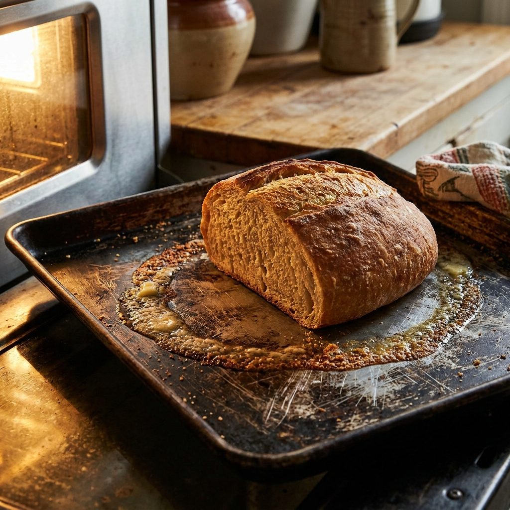 The Way the Cut Side of the Bread Got Pressed Flat Against the Baking Sheet