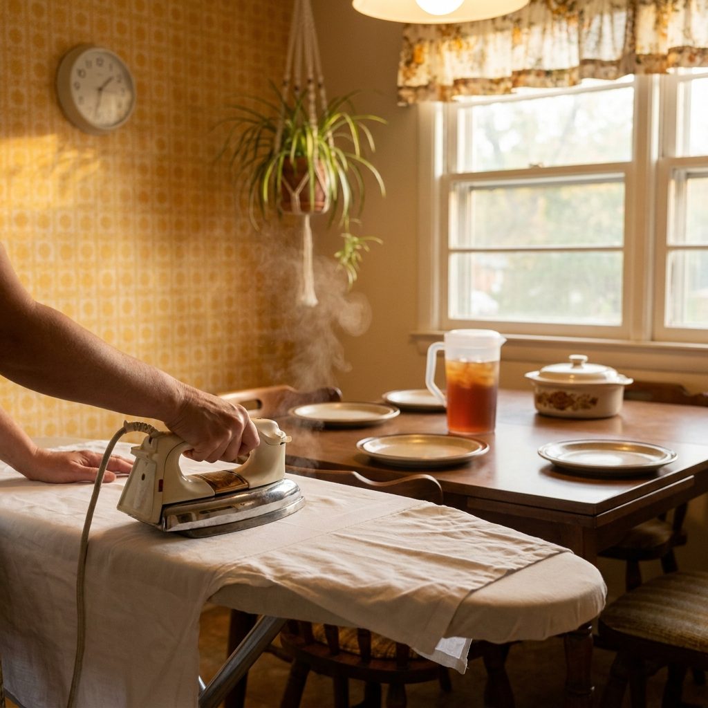 Ironing a Tablecloth for an Ordinary Weeknight