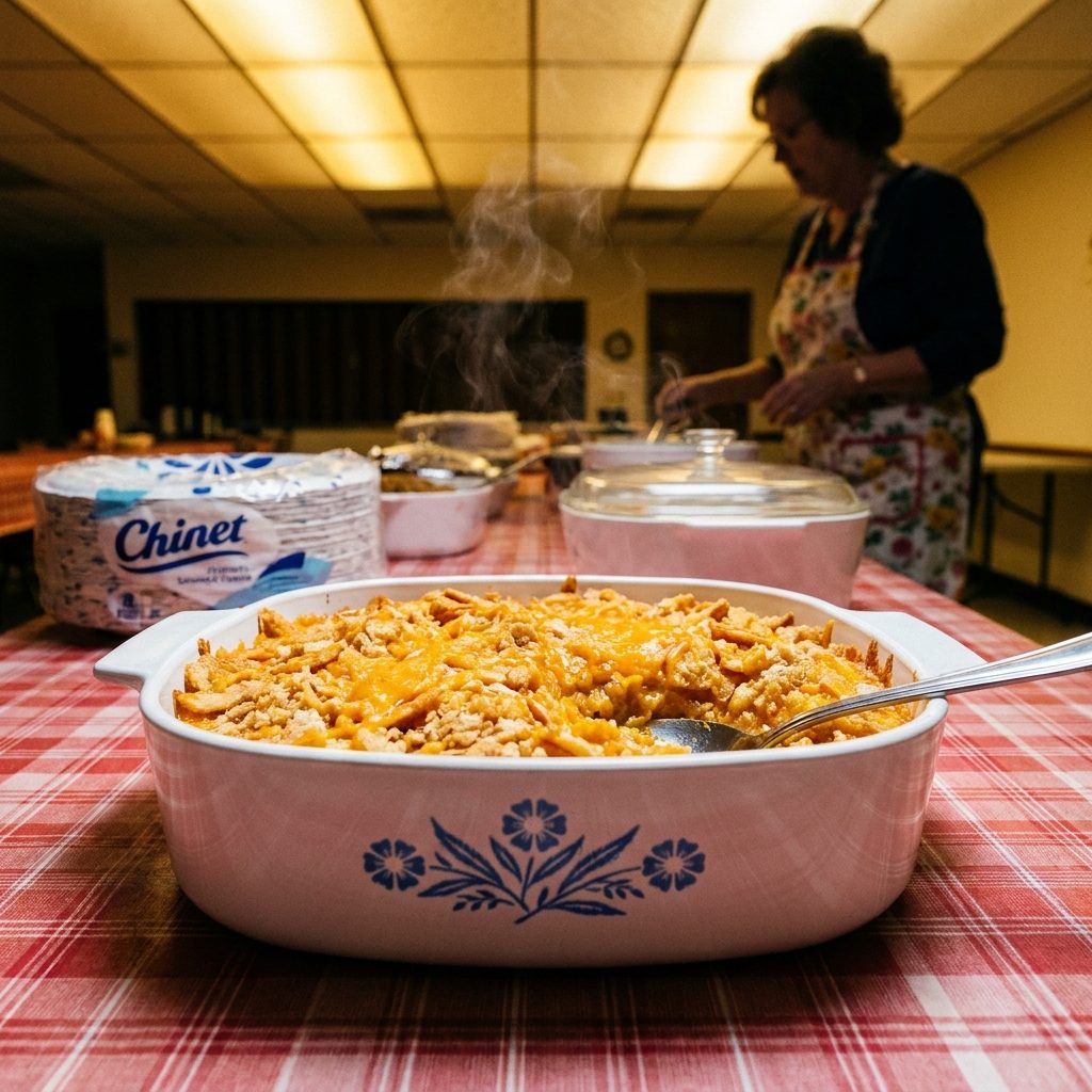 Yellow squash casserole with cheddar and a buttery cracker topping