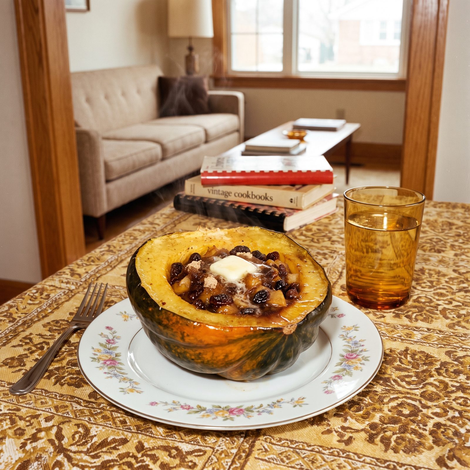Baked Acorn Squash Halves Filled With Mincemeat