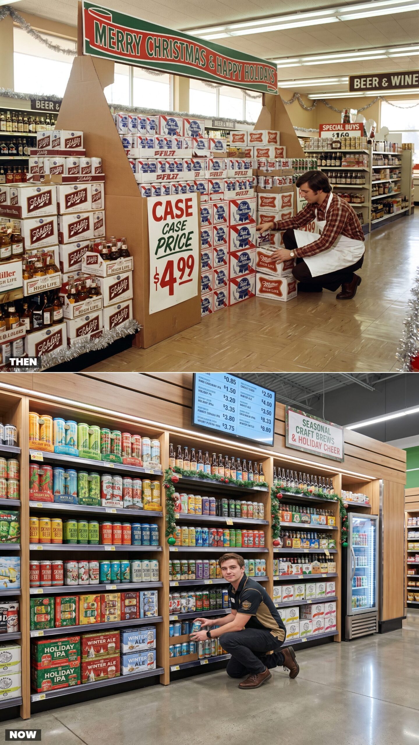 Beer Departments: Stacked Domestic Cases vs. Craft Holiday Releases