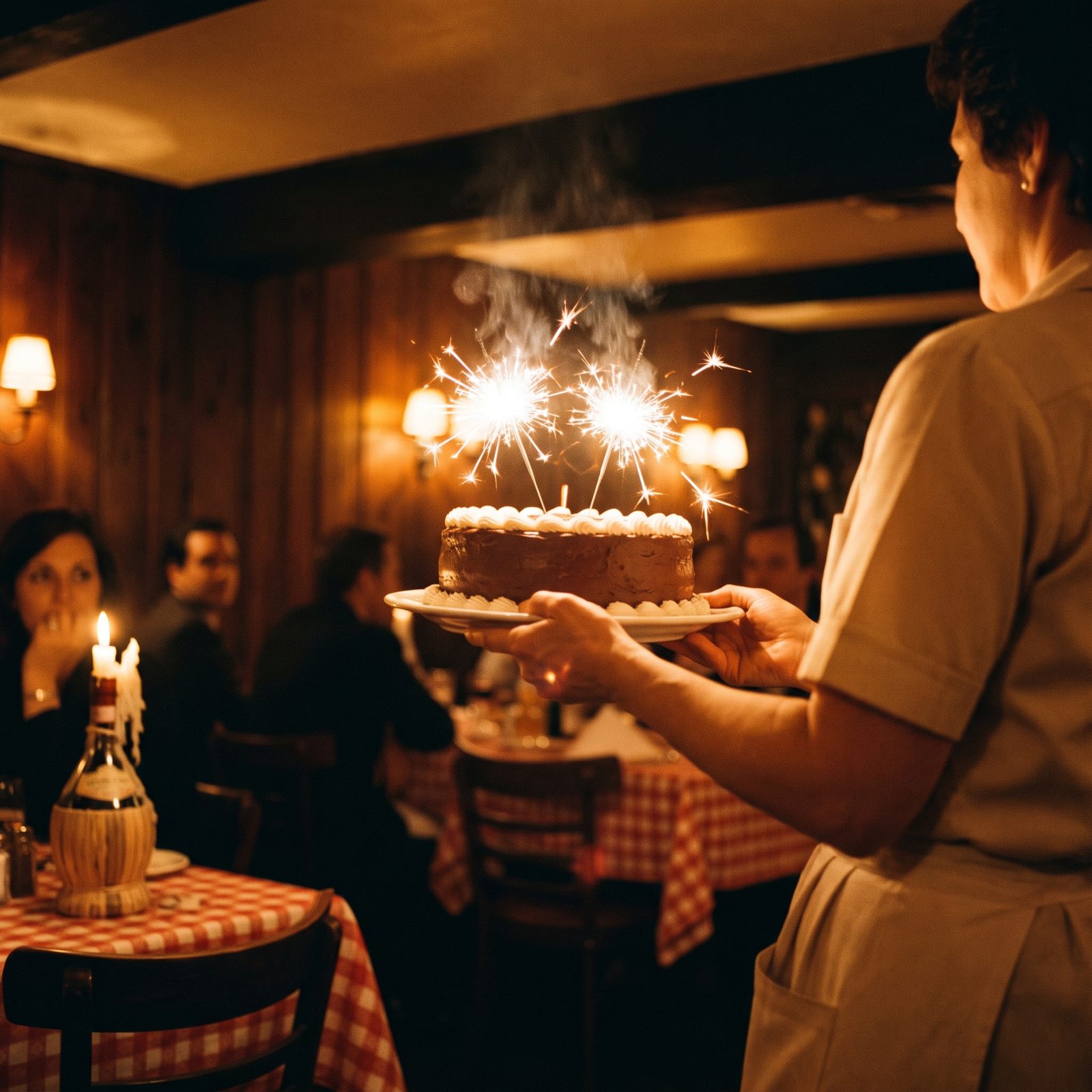 The Birthday Cake Carried Out Trailing Sparklers