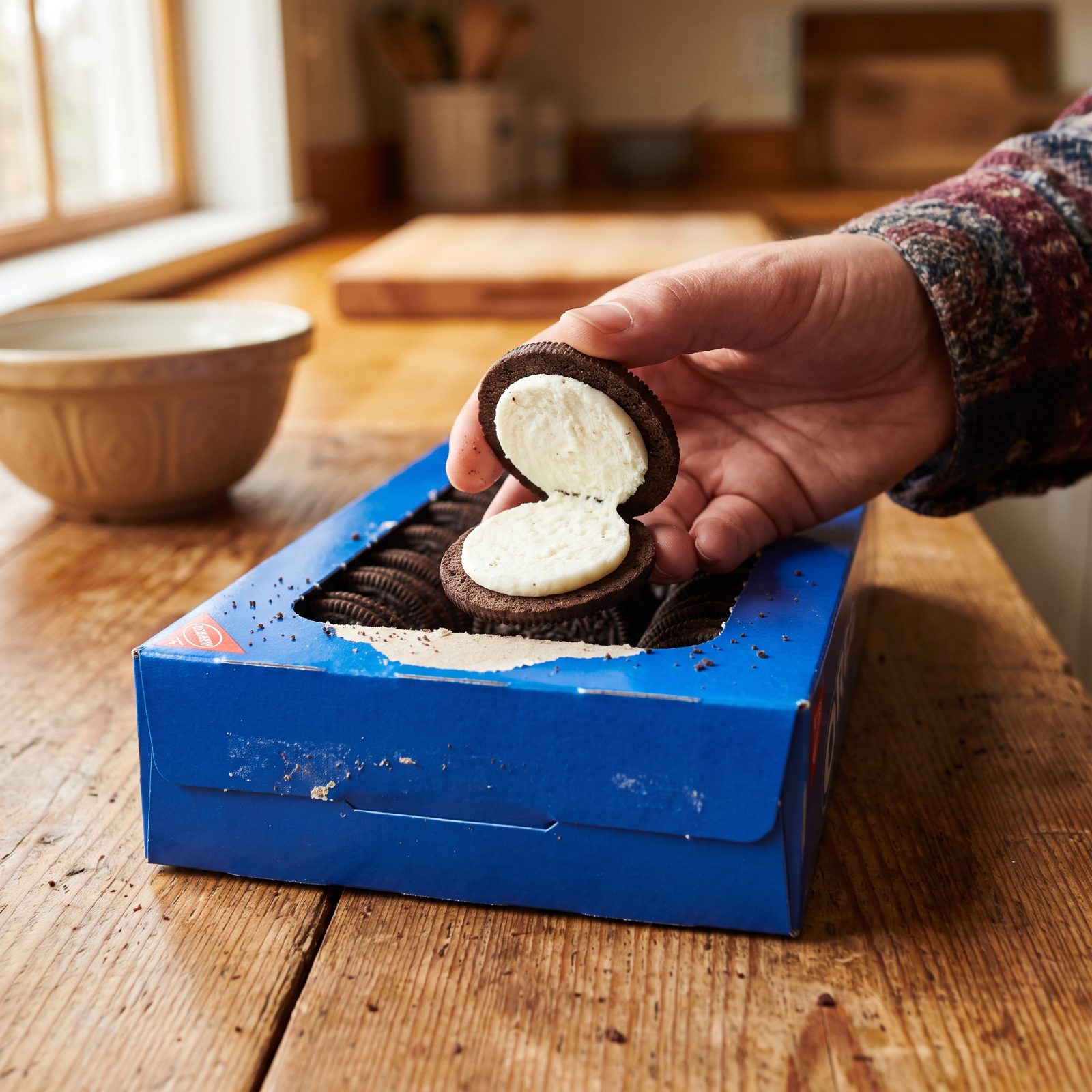 The Blue Cardboard Package of Chocolate Sandwich Cookies