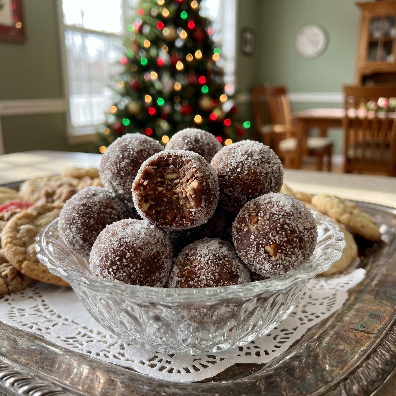 Bourbon Balls Rolled in Sugar