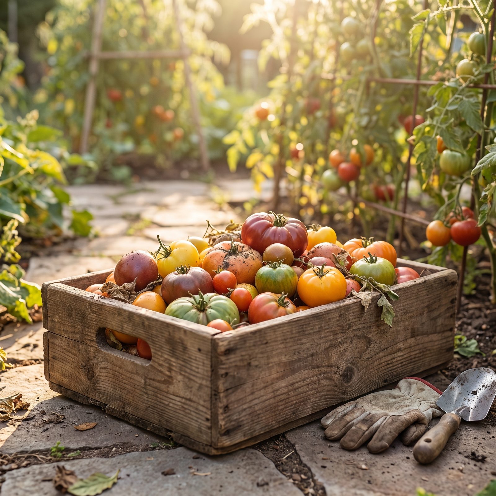 A Box of Homegrown Tomatoes at Peak Ripeness