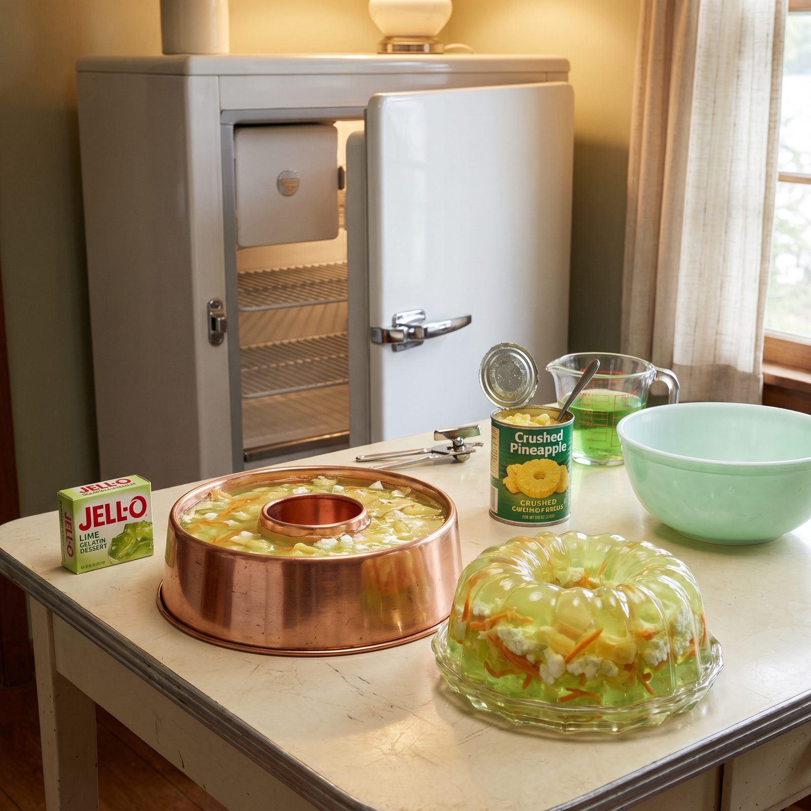 Building a Molded Lime Gelatin Salad Layer by Layer